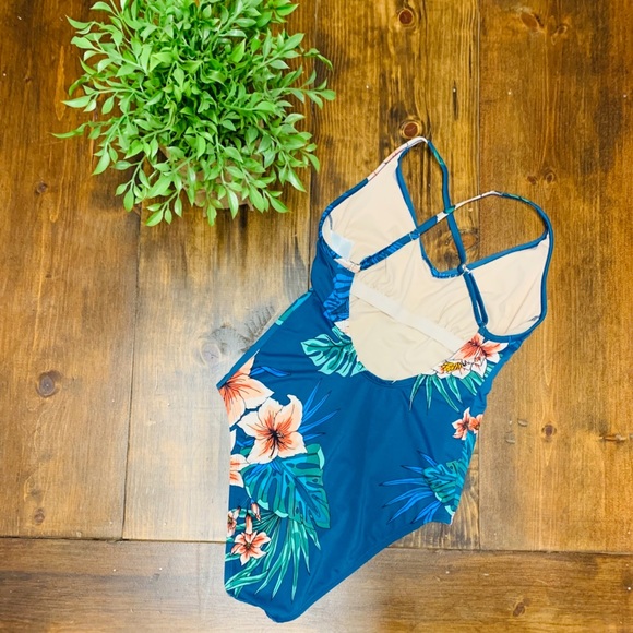 Kona Sol | Swim | Kona Sol One Piece Blue Floral Swimsuit Size M | Poshmark